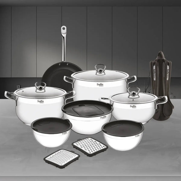 Batería De Cocina Sofia Deluxe 22 Piezas Acero Inox Prestige