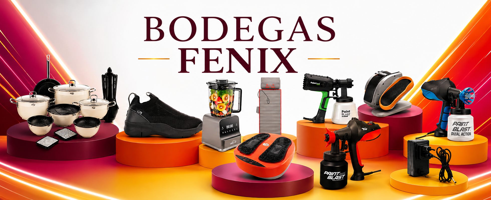 Bodegas Fenix - catálogo de productos: batería de cocina, calzado, licuadora, masajeador de pies, pistolas para pintar